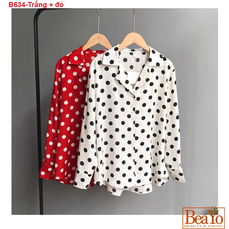 B634-ÁO CHẤM BI CỔ VEST GIÁ SỐC | BigBuy360 - bigbuy360.vn