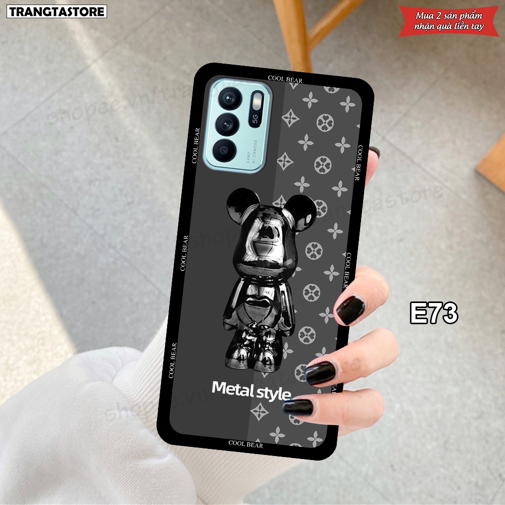 Ốp Oppo Reno6 / Reno6 Z 5G / Reno 6 Pro in hình gấu Bearbrick,Metal Style,Doremon siêu dễ thương chất lượng