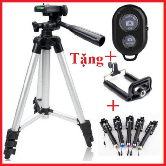 Mua 1 Tặng 3- Tripod TF-3110 Tặng Kẹp Điện Thoại + Tặng Gậy Tự Sướng + Tặng Remote Bluetooth