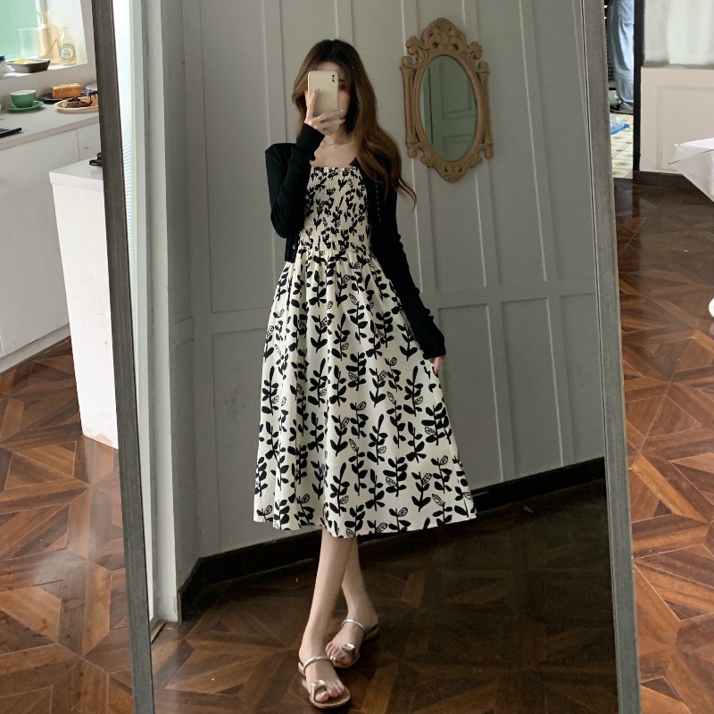 Đầm XIAOZHAINV thiết kế không tay họa tiết hoa thời trang nữ tính