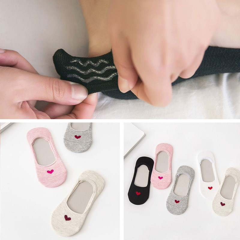 Vớ thuyền không trượt in hình trái tim