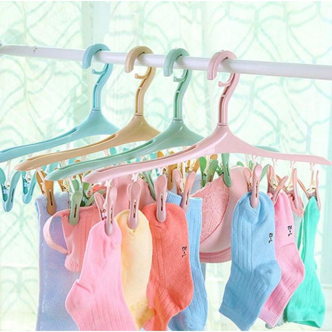 MÓC PHƠI ĐỒ 8 KẸP CHỐNG GIÓ BAY SIÊU CHẮC CHẮN - MÓC TREO QUẦN ÁO, TẤT VỚ, ĐỒ LÓT ĐA NĂNG SIÊU BỀN