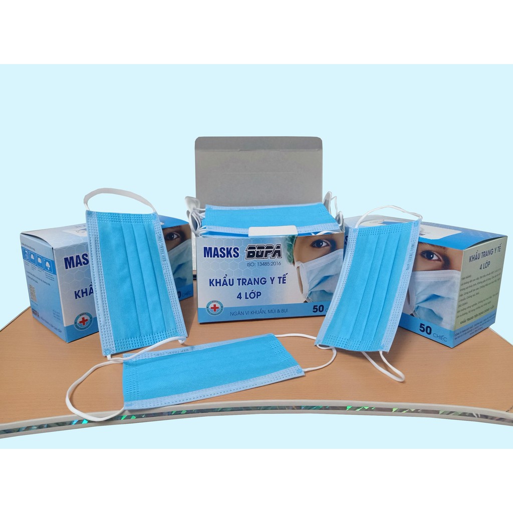 Hộp Khẩu Trang Y Tế MASKS BOPA Cao Cấp Loại 4 Lớp - hộp 50 cái chuẩn công ty
