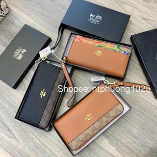 Ví dài cầm tay khoá kéo có dây đeo móc Fullbox - ảnh thật