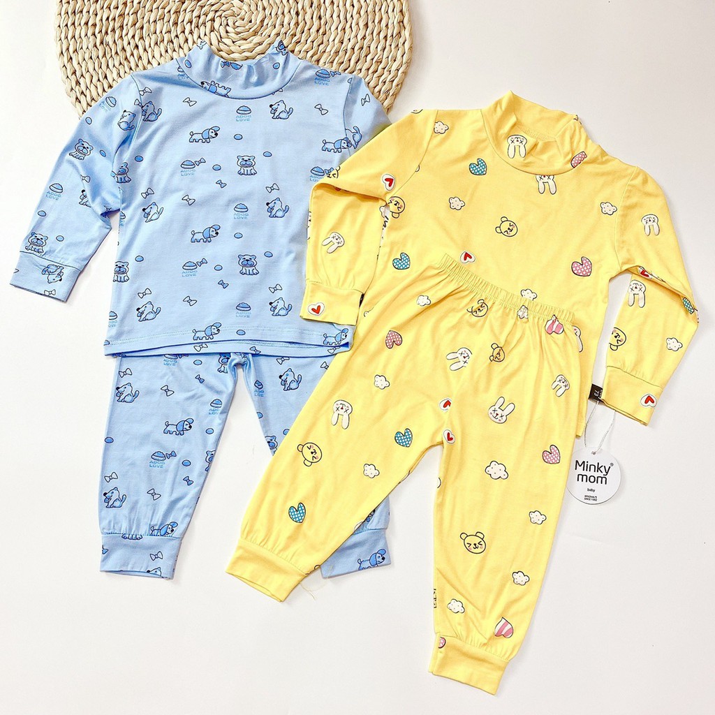 Bộ Dài Tay Cao Cổ Minky Mom Họa Tiết Dễ Thương Q201, Unchi Store