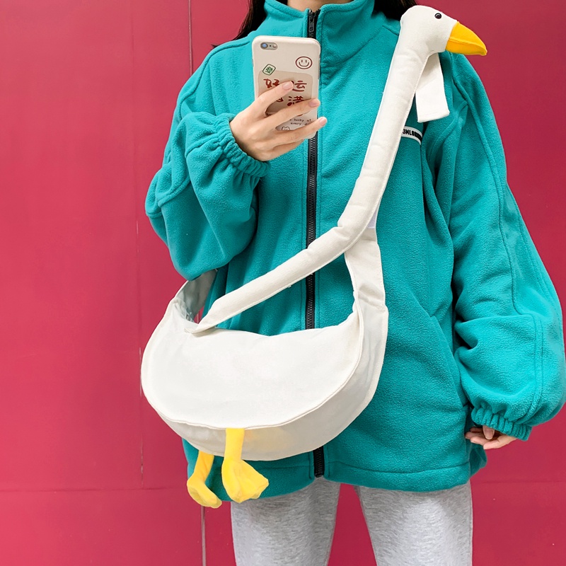 Túi Đeo Chéo Vải Canvas Hình Đầu Vịt Dễ Thương Thời Trang 2022
