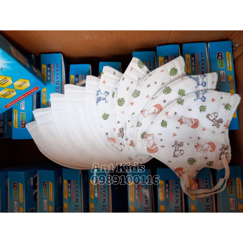Khẩu Trang Cho Bé, Khẩu Trang 3D MAYAN Trẻ Em Cam Kết Hàng Chính Hãng Công Ty Ôm Mặt Chống Bụi Chống Giọt Bắn Cực Xịn