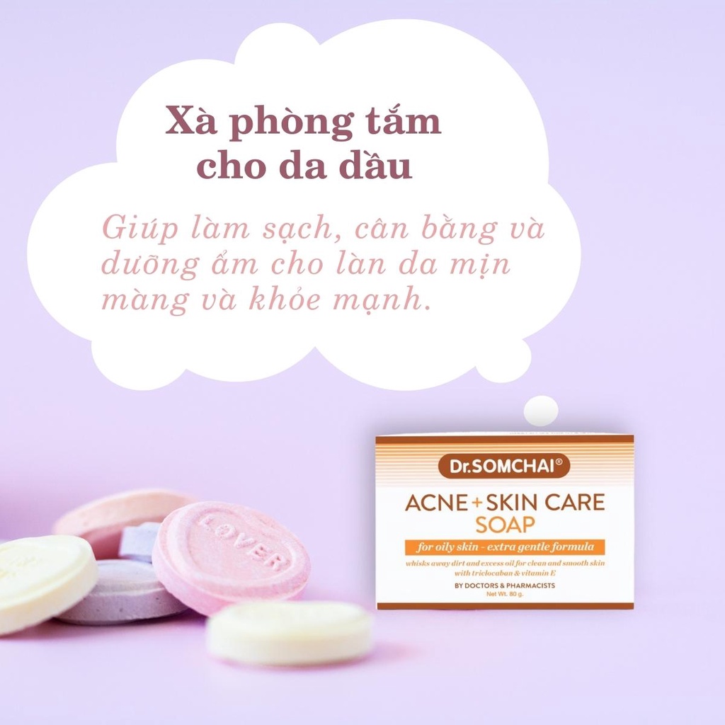 Xà phòng tắm DR. SOMCHAI ACNE SKIN CARE cho da dầu giúp làm sạch dầu nhờn và tiêu diệt các vi khuẩn