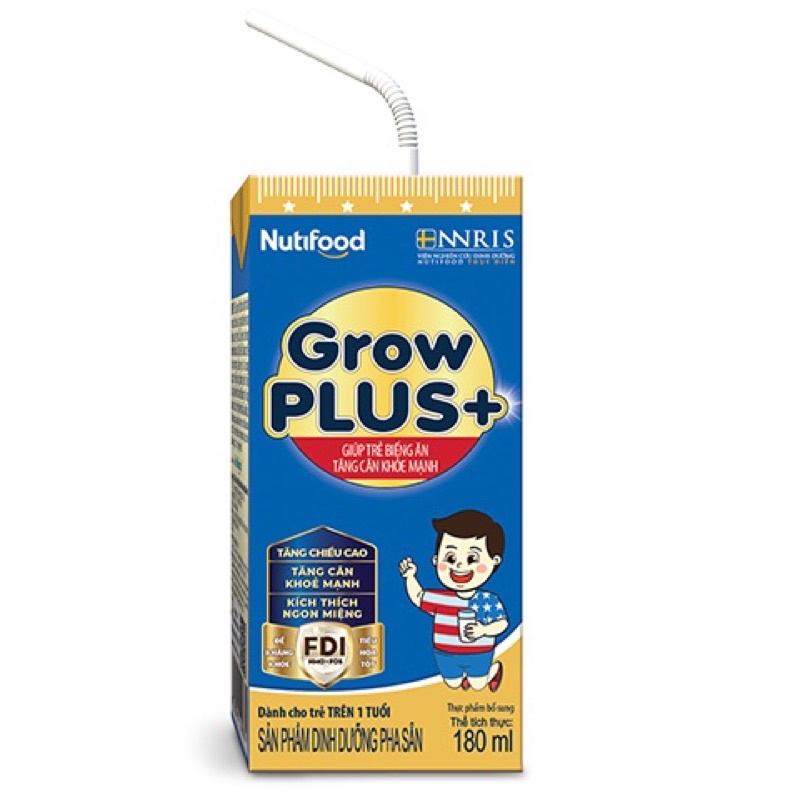 Sữa bột pha sẵn Growplus xanh 180ml (mẫu mới)