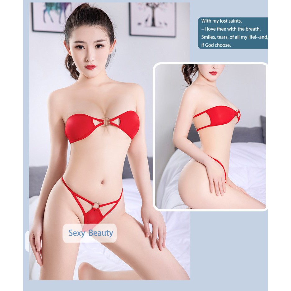 Bộ đồ lót hai mảnh cup ngang gợi cảm, bikini mỏng lọt khe sexy DL591 | BigBuy360 - bigbuy360.vn