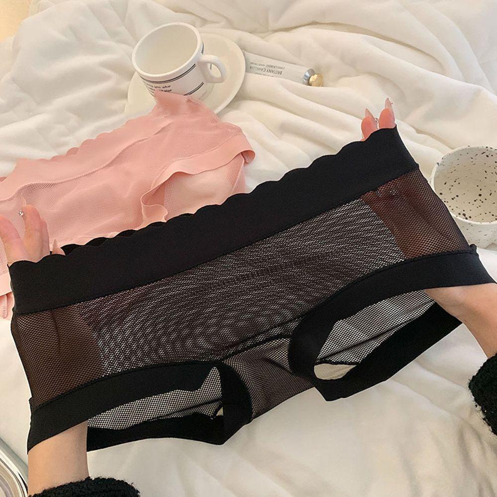 OCEANMAP Quần Lót Cotton Lưng Vừa Phối Lưới Thoáng Khí Thời Trang Quyến Rũ Cho Nữ