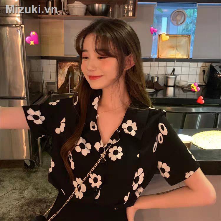 Áo Sơ Mi Nữ Tay Ngắn Cổ Chữ V Họa Tiết Hoa Vintage Thời Trang Phong Cách Hàn Quốc | BigBuy360 - bigbuy360.vn