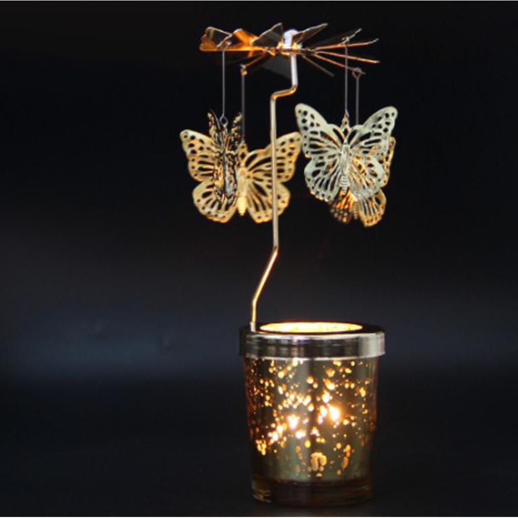 Auto Rotating Spining Tea Light Votive Candle Holder Home Decoration -Star