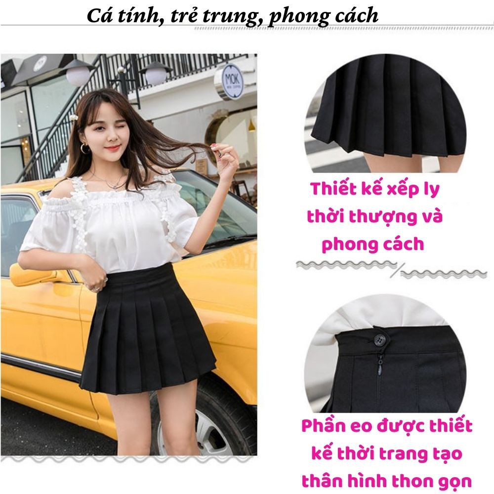 Chân Váy Xếp Ly, Tennis, Lưng Cao,[LOẠI 1] Có Quần Bên Trong Dáng Ngắn Đẹp Rực Rỡ Phong Cách Hàn Quốc Tôn Dáng | BigBuy360 - bigbuy360.vn