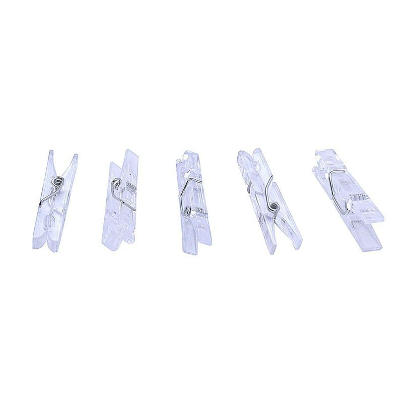 LIVI 120 Pieces Mini Transparent Plastic Clip Hanging Photo Clips (Clear)