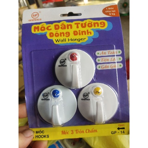 Vỉ 3 Móc Dán Có Đinh Đóng Tường Cute