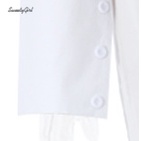 Áo Croptop Tay Dài Cổ Bẻ Màu Trắng Trơn Cài Nút Thời Trang 2022 Quyến Rũ Cho Nữ