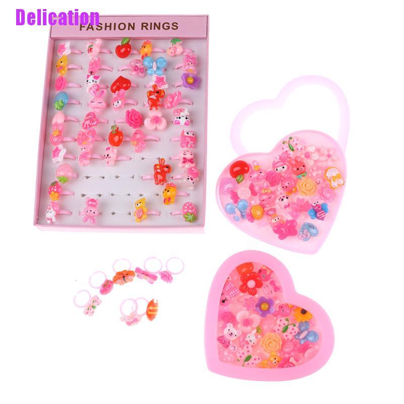 Set 24 / 50 Nhẫn Nhựa Họa Tiết Hoạt Hình Dễ Thương