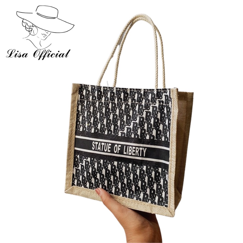 Túi Cói Canvas 💖 Lisa Official 💖 Túi Xách Cói Hình Tượng Tự Do Siêu Hot Vintage - SV-11