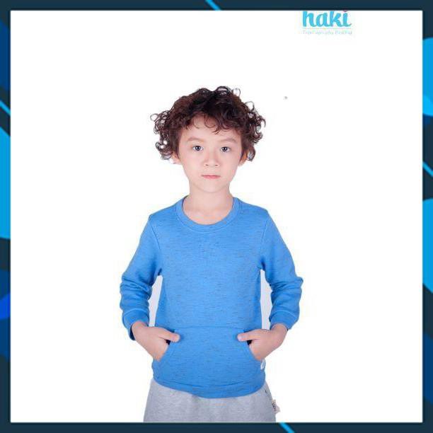 Haki_ Áo nỉ bé trai cổ bo chính hãng- HAKI -Xanh- GHi [HÀNG ĐẸP CHUẨN]