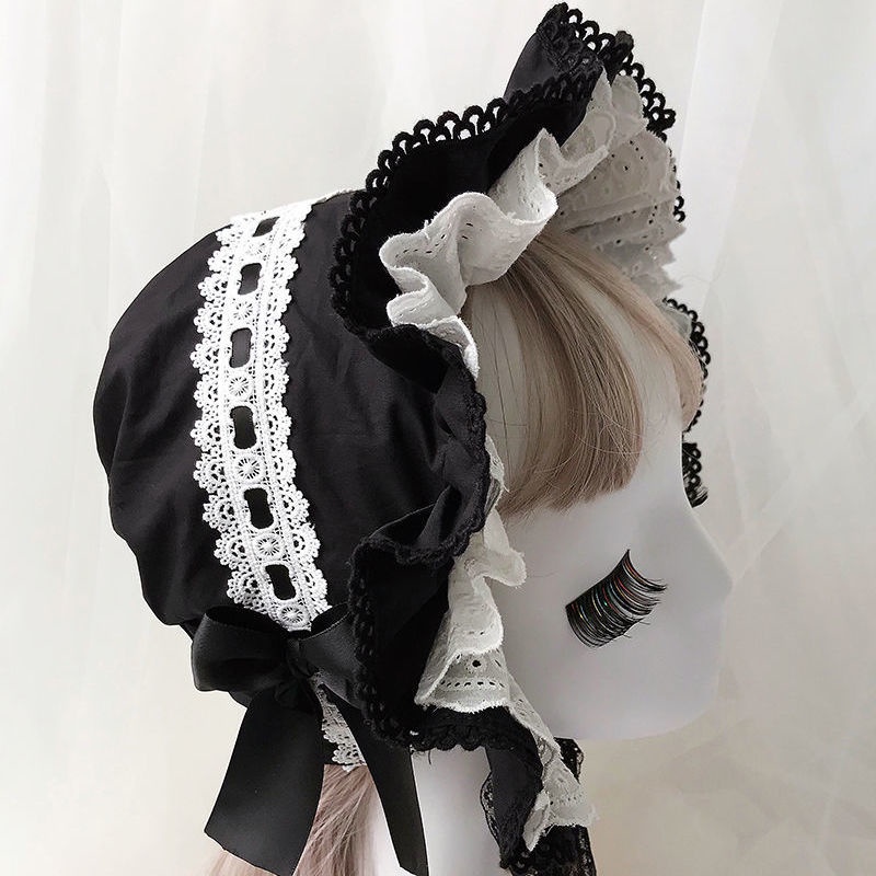 Mũ Ren Hở Ngón Phong Cách Lolita Dễ Thương Dành Cho Người Lớn Đen