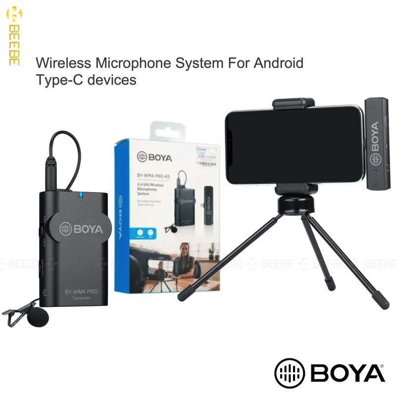 Boya BY-WM4 Pro-K5 - Micro Cài Áo Không Dây Cổng Type-C Cho Smartphone Android; iPAD Pro, Sóng 2.4G