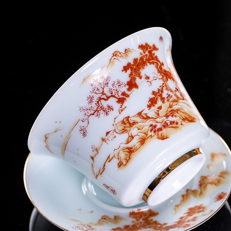 Chén Khải Tiềm Trà Bằng Sứ Trắng Bạch Định Thấu Quang (Dung Tích 180 ml)