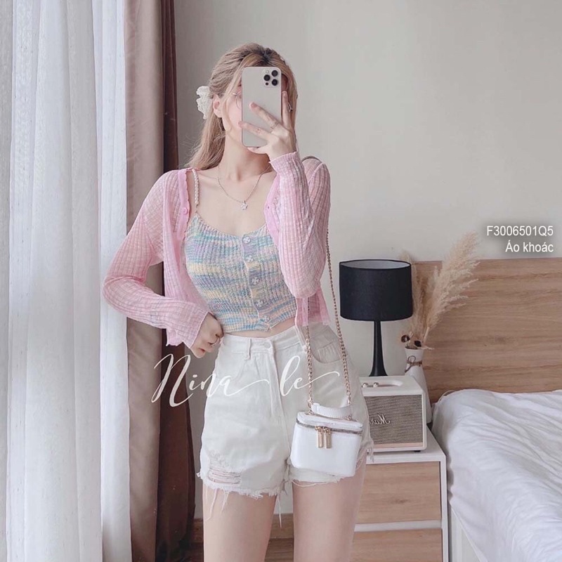 Áo khoác Len mỏng 1 nút gân nổi s TT3006