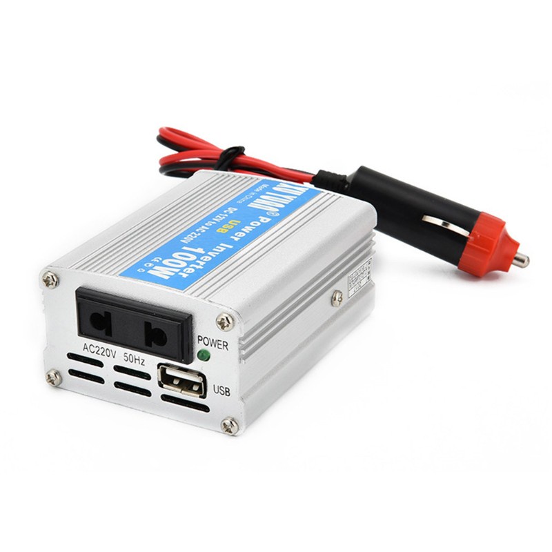 SUN 100W Car and Home Power Inverter DC 12V/24V to AC 220V Power Converter Short Circuit Automatic Protection Inverter