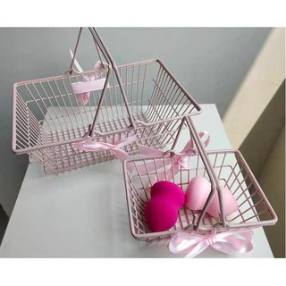 Giỏ sắt nơ trang trí giỏ đựng đồ bằng sắt sơn tĩnh điện bền chắc màu hồng pastel cực yêu