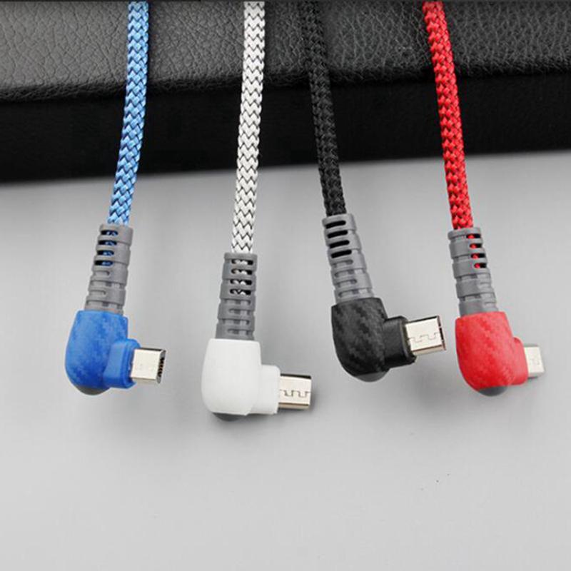 Nylon Braided Ultra Durable 90 Degree Android Charging Cable Right Angle Micro USB Charger Cable