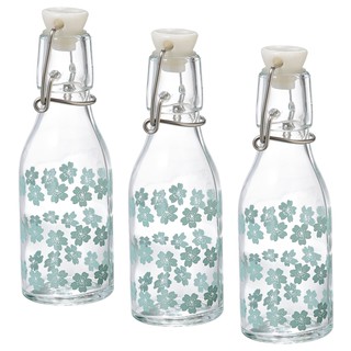 Bộ 3 chai thủy tinh quai sắt Korken IKEA 150ml