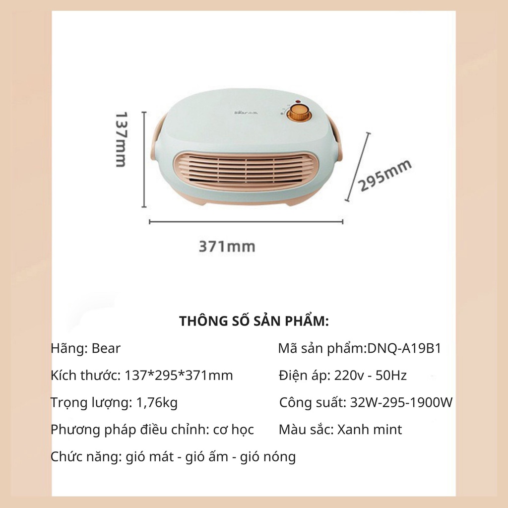 MÁY SƯỞI GỐM BEAR CHÍNH HÃNG DNQ-A19B1 CHỐNG THẤM NƯỚC KHÔNG KHÔ DA