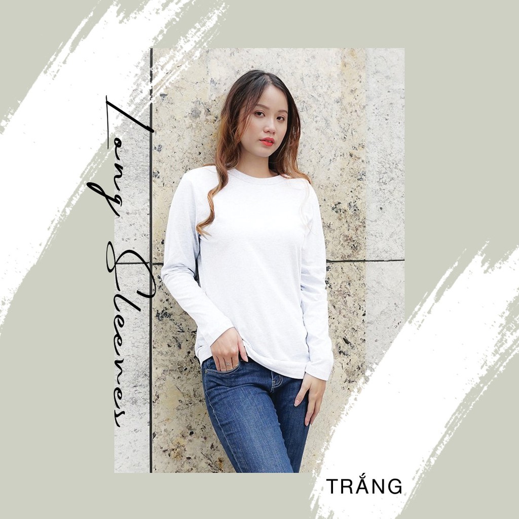 Áo Thun Dài Tay Gold Rhino 100% Cotton Kháng Khuẩn Siêu Mềm Mịn Unisex Dáng Suông VNXK Nhật Bản Màu Trắng Siêu Bền Đẹp