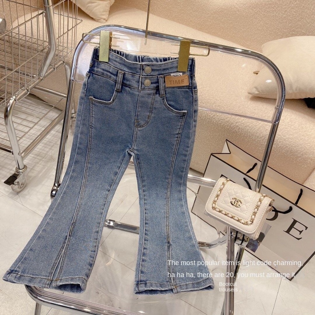 Quần Jeans Ống Loe Thời Trang Xuân Thu Cho Bé Gái