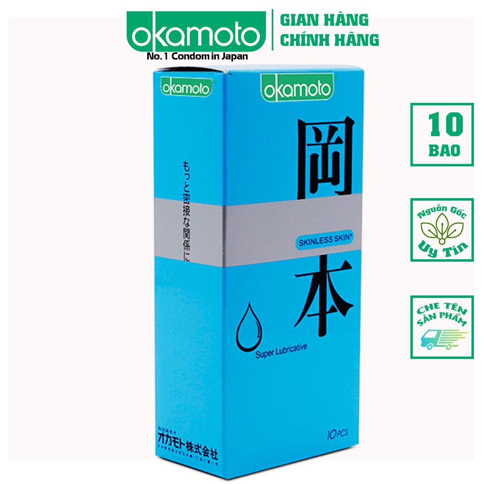 Bao Cao Su Okamoto Skinless Skin Super Lubricated Siêu Bôi Trơn Hộp 10 Cái