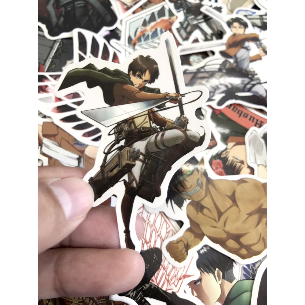 Miếng dán Sticker anime Attack on Titan (Tấn Công Người Khổng Lồ) trọn bộ 80 hình - In rõ ràng sắc nét khó tróc