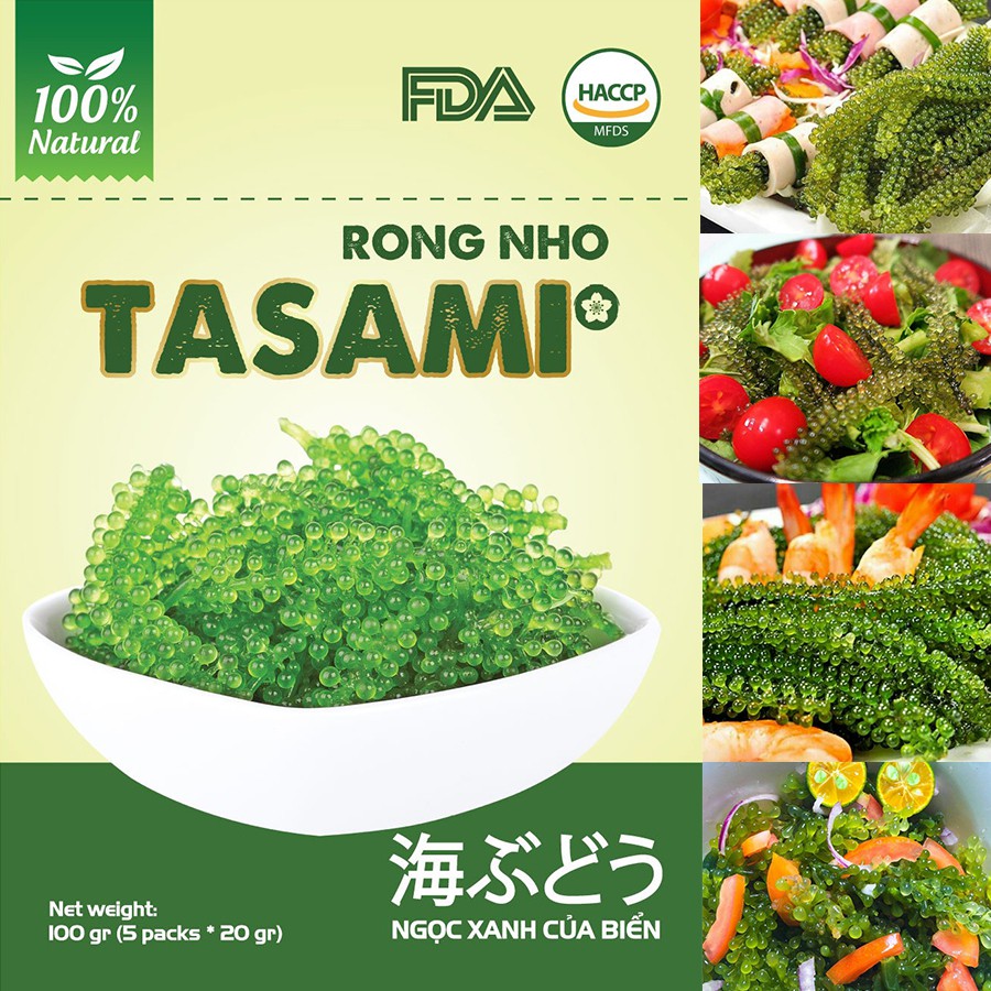 [FREE SHIP] Hộp 100g 5 Gói Rong Nho Tách Nước Tasami Công Nghệ Tách Nước Tiêu Chuẩn Nhật Bản (20g/gói)