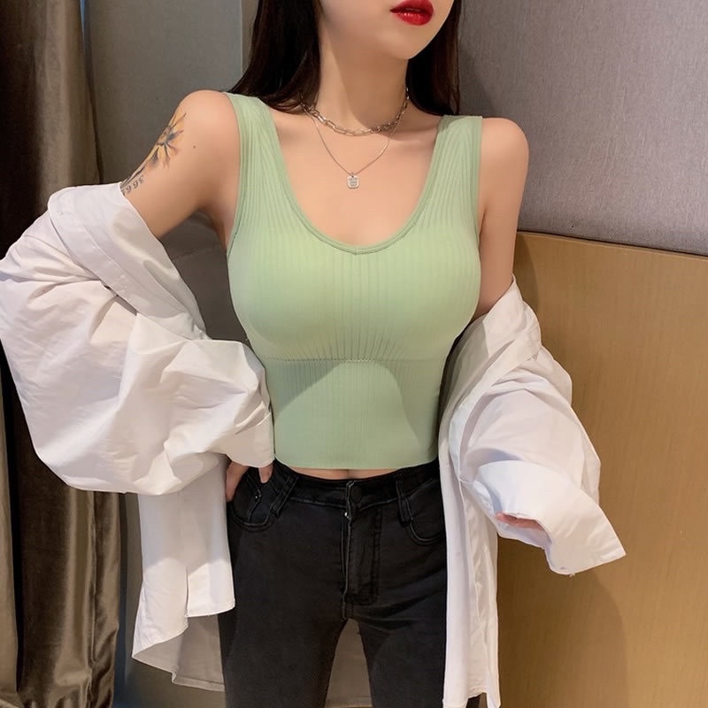 Áo Bra Nữ Tăm Dáng Lửng Có Mút Ngực Cao Cấp V90