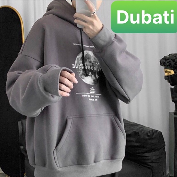 ÁO KHOÁC HOODIE PHOM FROM RỘNG NAM NỮ, ÁO NỈ HÌNH MẶT TRĂNG VẢI DÀY MỊN PHONG CÁCH HÀN QUỐC- DUBATI FASHION