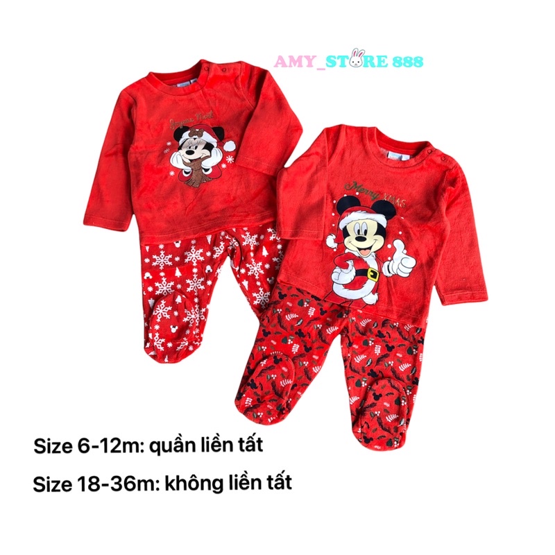 Bộ nỉ nhung bé trai bé gái Disney baby màu đỏ