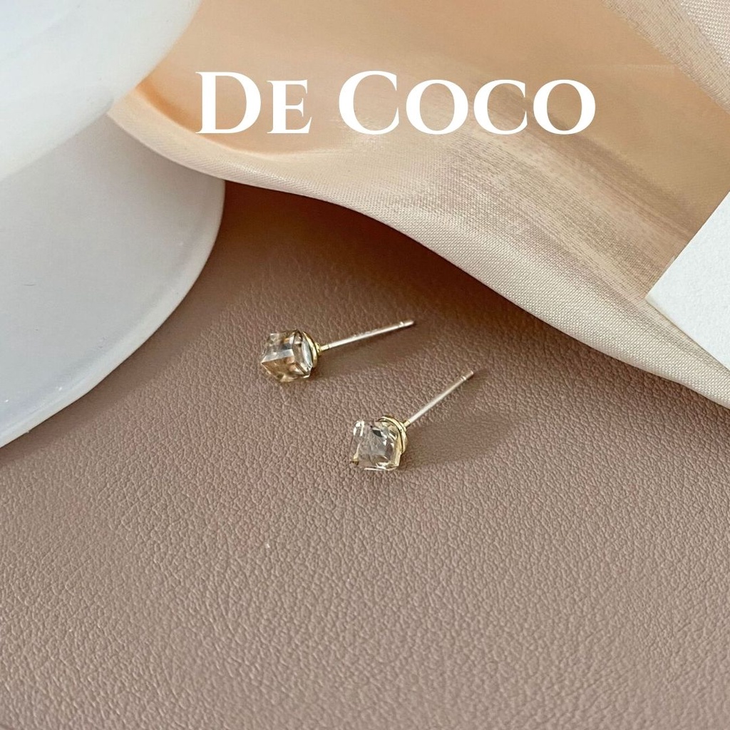 Khuyên tai bông tai đá hổ phách De Coco