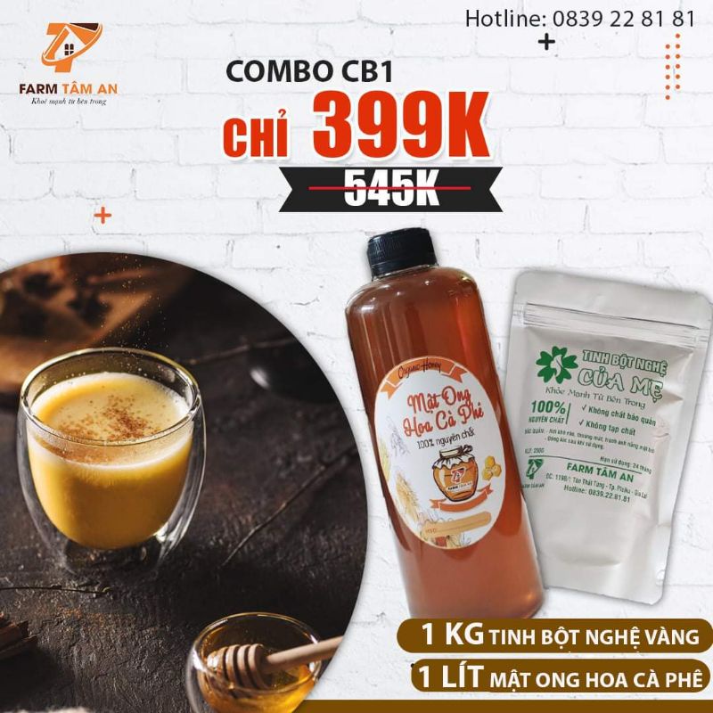 Tinh bột nghệ nguyên chất và mật ong rừng tự nhiên Farm Tâm An (Combo tiết kiệm)