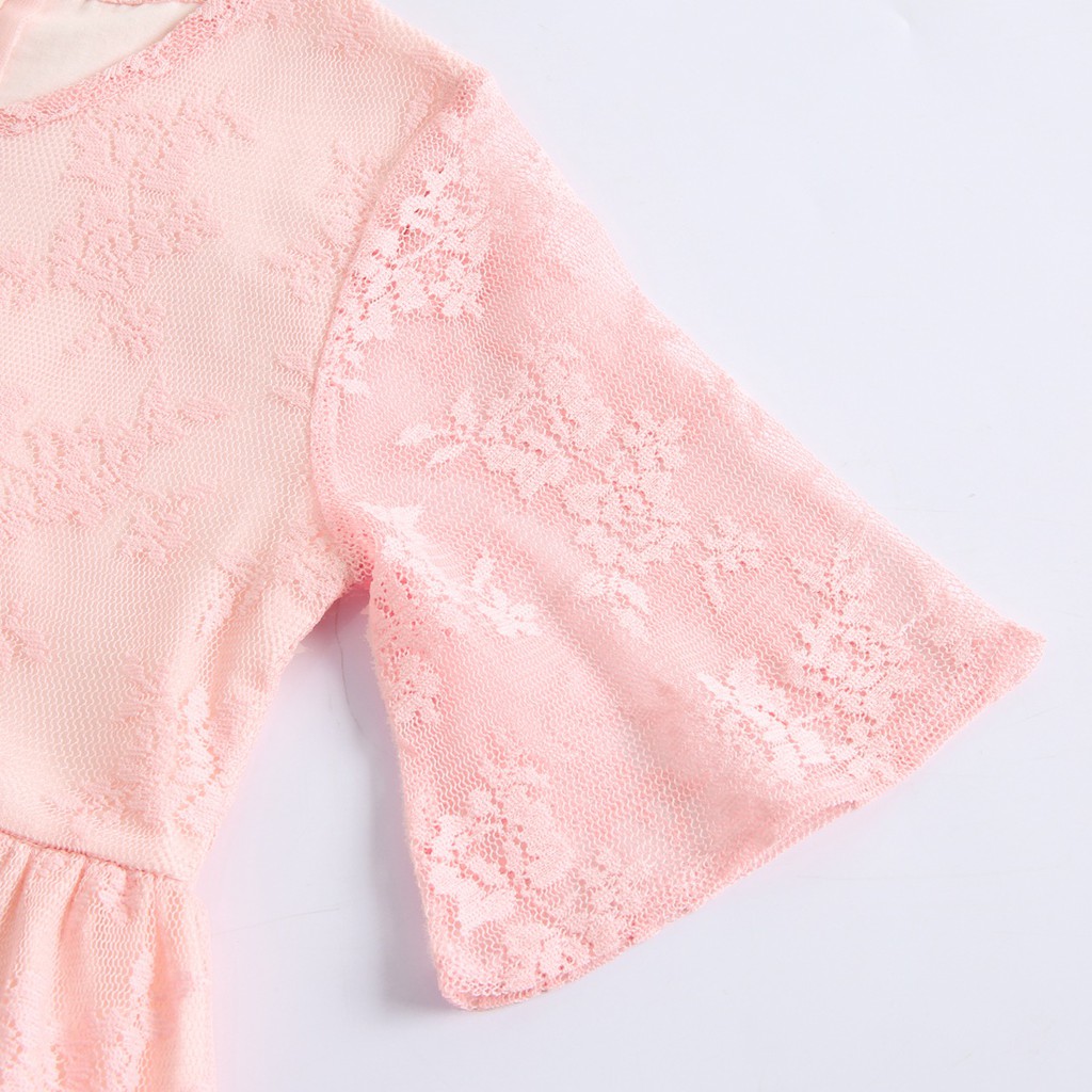 Đầm Sanlutoz Xòe Tay Ngắn Màu Hồng Ngọt Ngào Cho Bé Gái