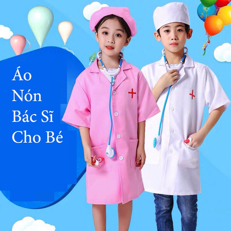 Áo Bác Sĩ Cho Bé Tập Làm Bác Sĩ Form Đẹp Chất Vải Tốt