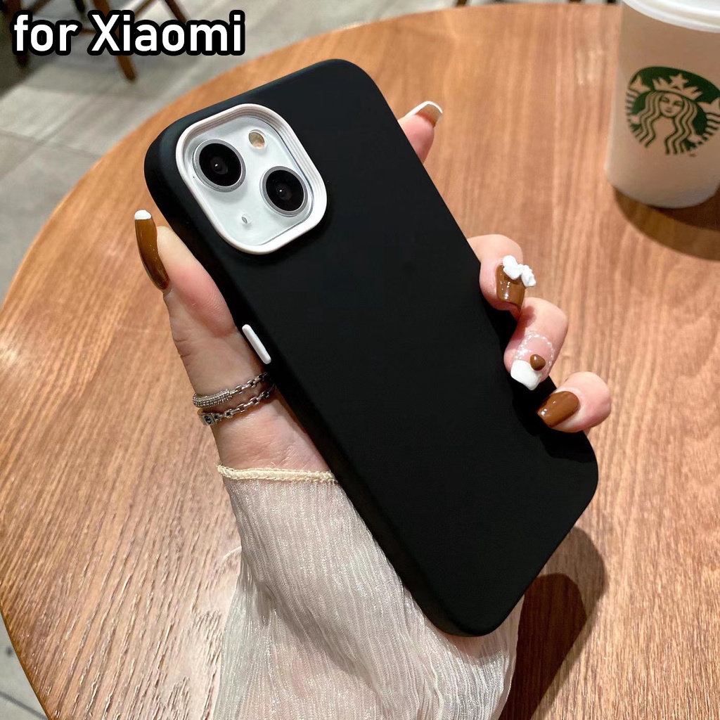 Skin Feel New Three in One Liquid Silicone Shockproof Phone Case for Xiaomi Redmi Note 10 8 Pro 9T 9A PC Frame Protection Cover Cases Pure Color Simple Style