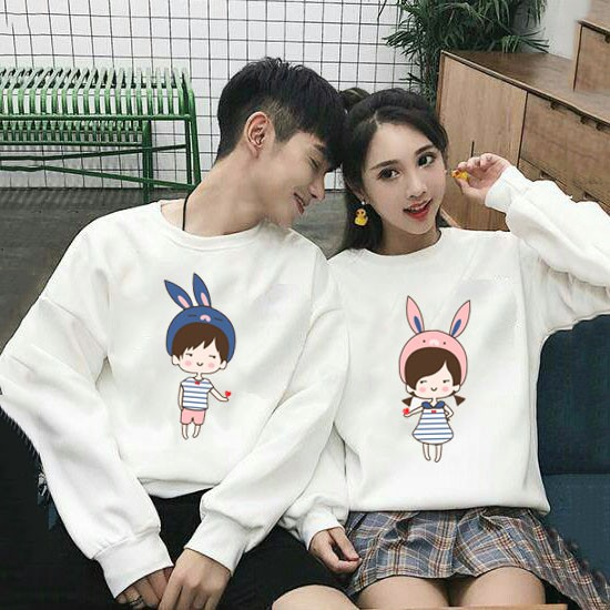 Áo Đôi Áo Cặp Nam Nữ Tình Yêu Áo Đôi Thu Đông Dài Tay Bo Tay In Hình Nam Nữ Tai Thỏ Chất Đẹp Giá Rẻ Siêu Dễ Thương