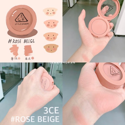 (CAM KẾT AUTH, TEM HIDDEN TAG) Phấn Má Hồng 3CE Mood Recipe Face Blush màu Rose Beige