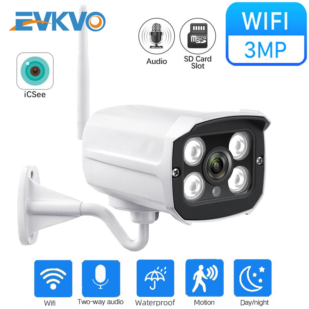 EVKVO - ICSEE / XMeye APP HD 3MP Metal Không dây chống thấm ngoài trờis Bullet IP Camera CCTV WIFI ONVIF P2P NVR