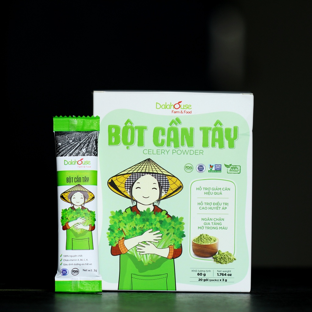 Bột rau cần tây nguyên chất sấy lạnh Dalahouse 60gr công nghệ sấy lạnh tiêu chuẩn Châu Âu